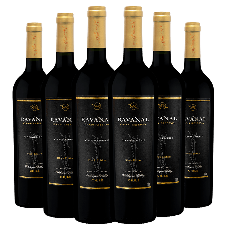 Kit Caixa Fechada 6 Garrafas Vinho Ravanal Gran Reserva Carménère